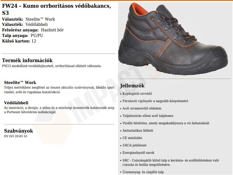 Portwest FW24 adatlap