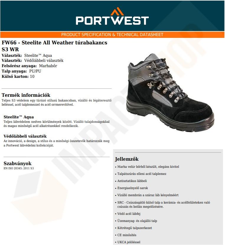 Portwest FW66 adatlap