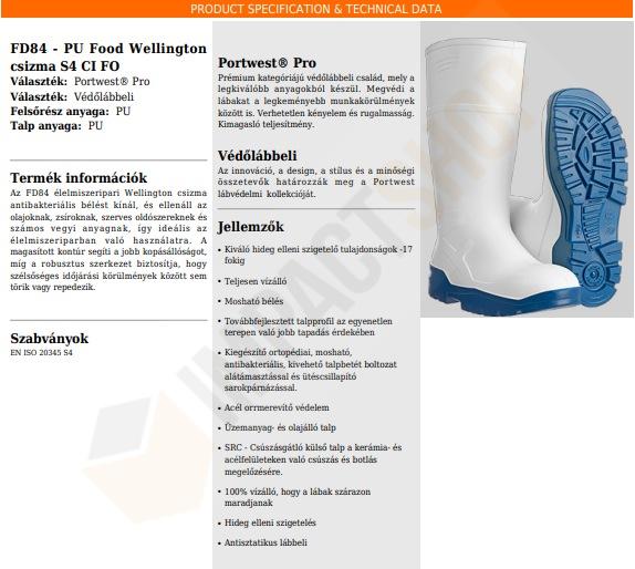 Portwest FD84 adatlap