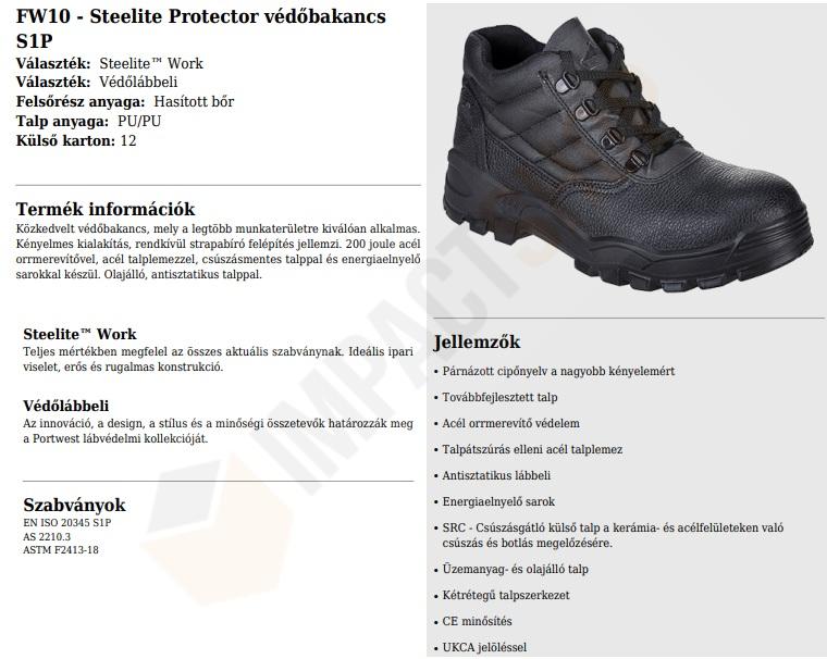 Portwest FW10 adatlap