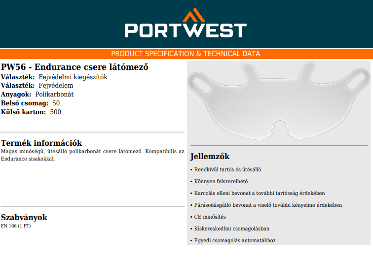 Portwest PW56 adatlap