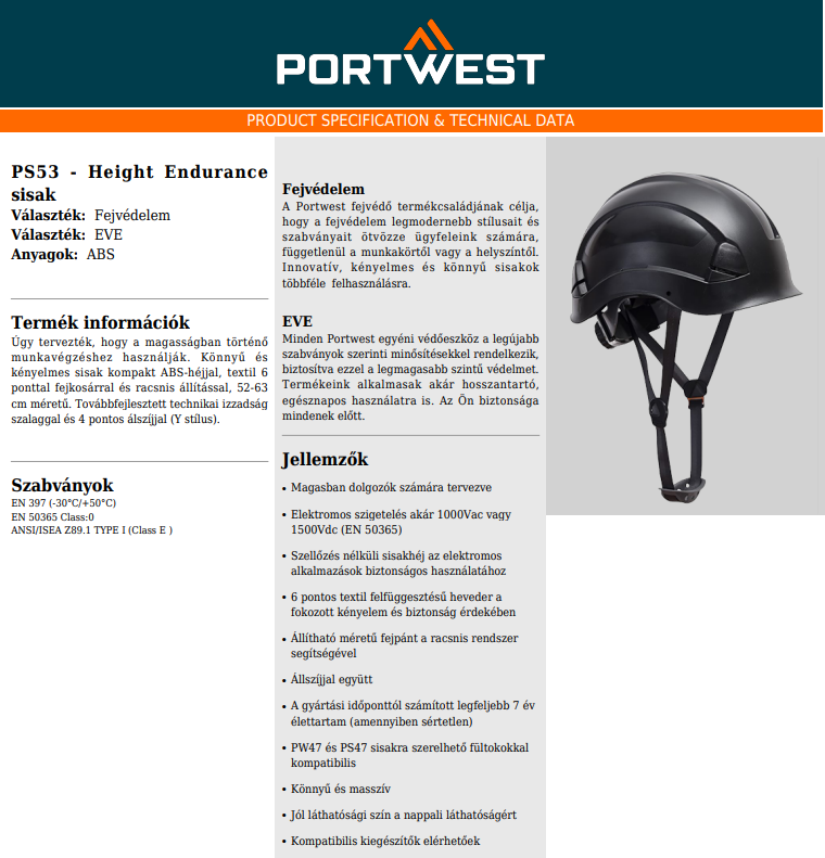 Portwest PS53 védősisak