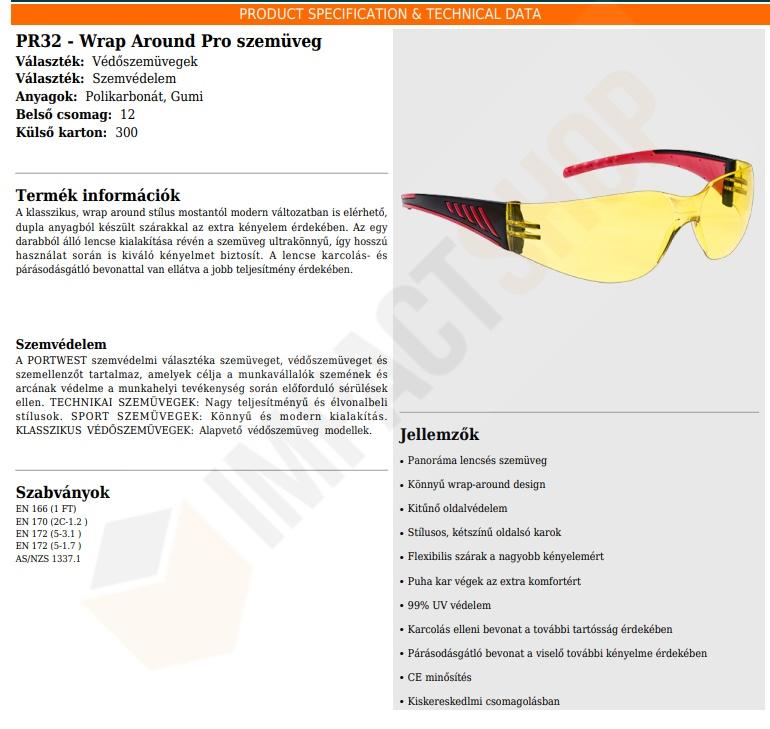 Portwest PR32 adatlap
