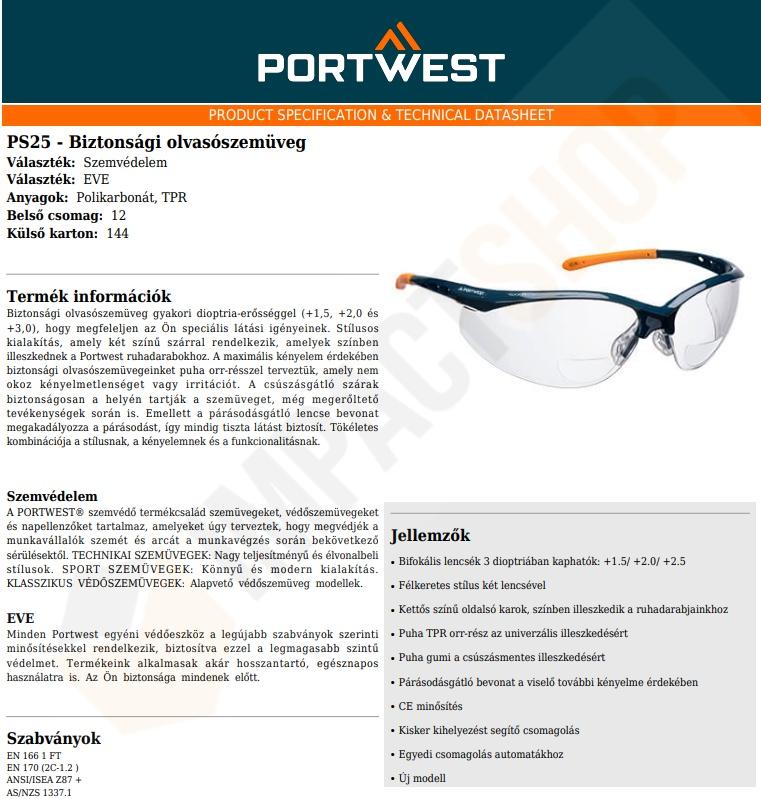Portwest PS25 adatlap