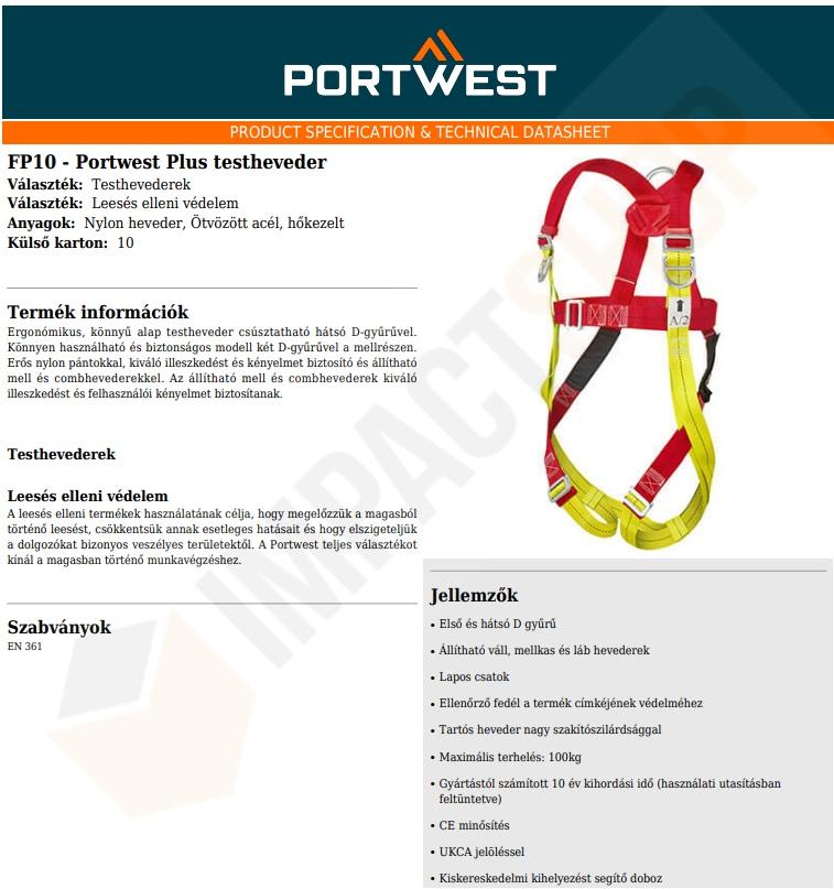 Portwest FP10 adatlap