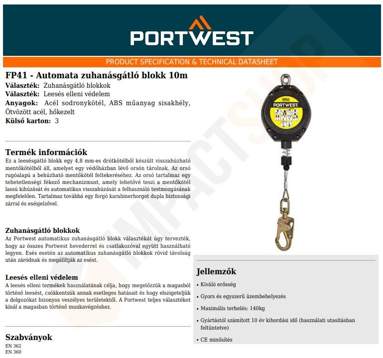 Portwest FP41 adatlap
