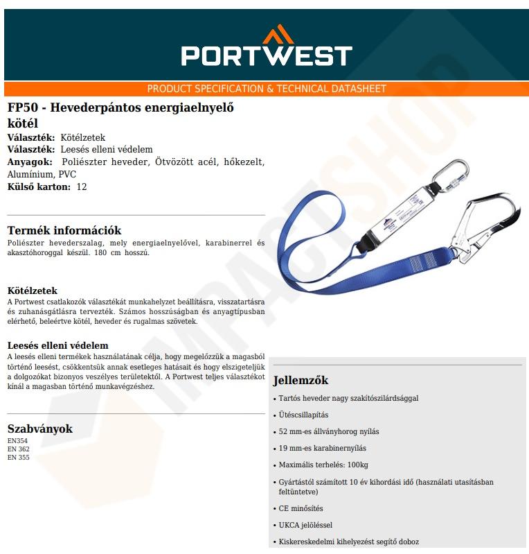 Portwest FP50 adatlap