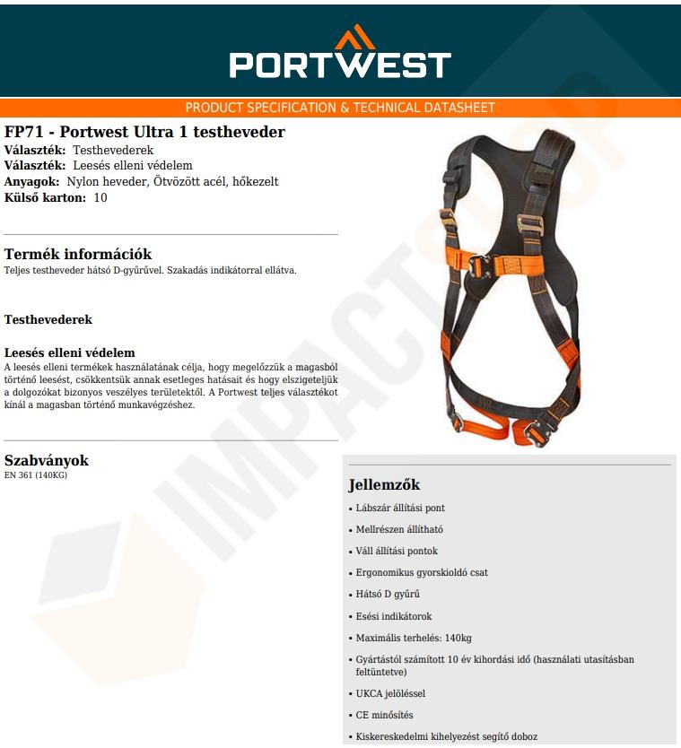 Portwest FP71 adatlap