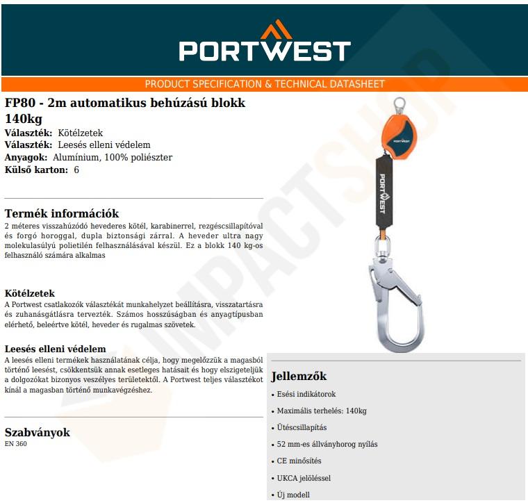 Portwest FP80 adatlap