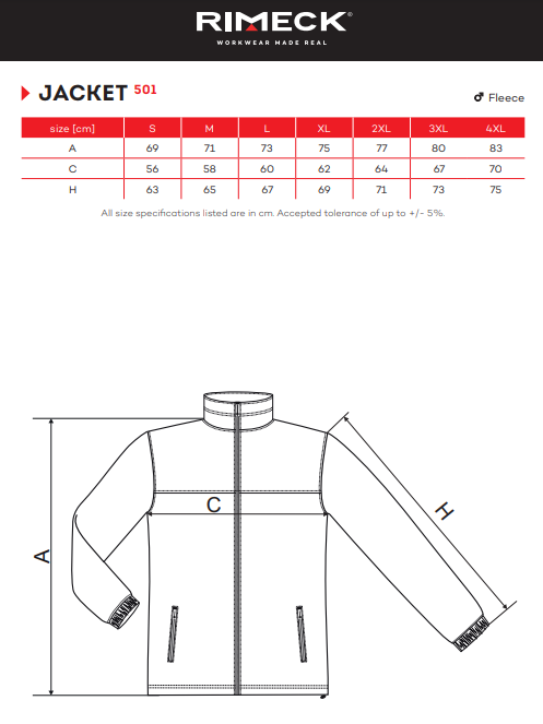 Rimeck 501 polár pulóver merettablazat