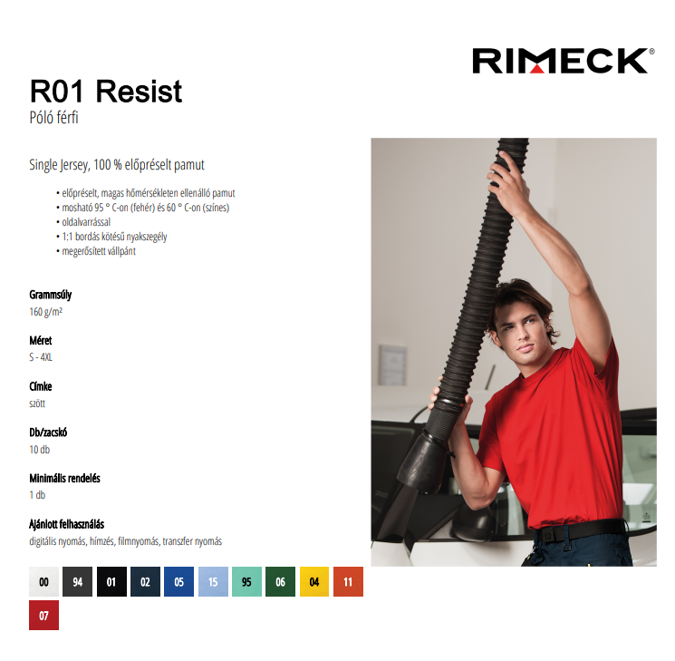 Rimeck R01 Resist póló adatlap