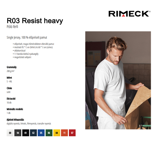 Rimeck resist heavy pamut póló adatlap
